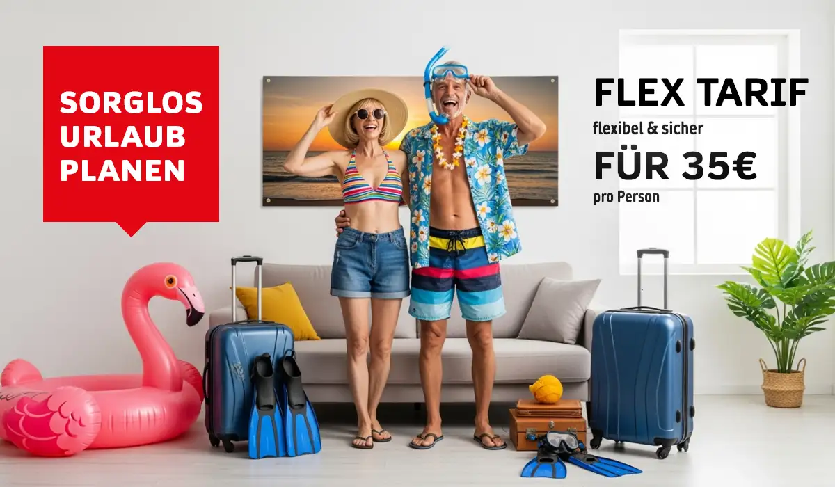 Sorglos Urlaub planen mit dem Flex Tarif für 35 Euro pro Person.